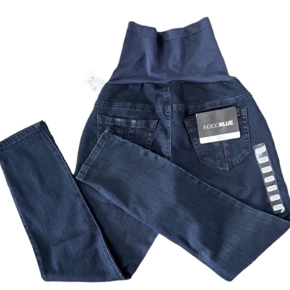 NWT Motherhood Maternity Indigo Blue Skinny Moulant Jeans - Size Petite Med 8/10 - Picture 7 of 12